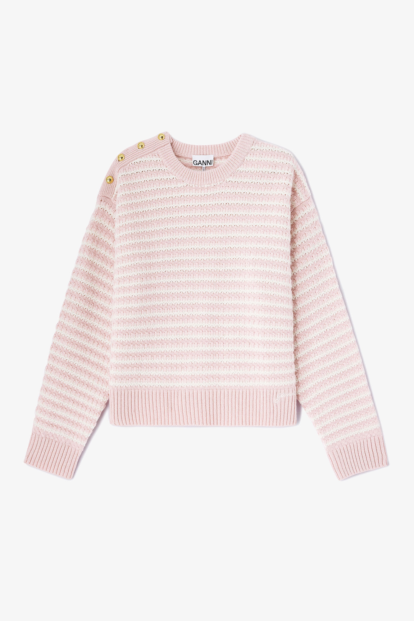 Stripe Wool Mix Jumper, Wool, in colour Chalk Pink - 1 - GANNI