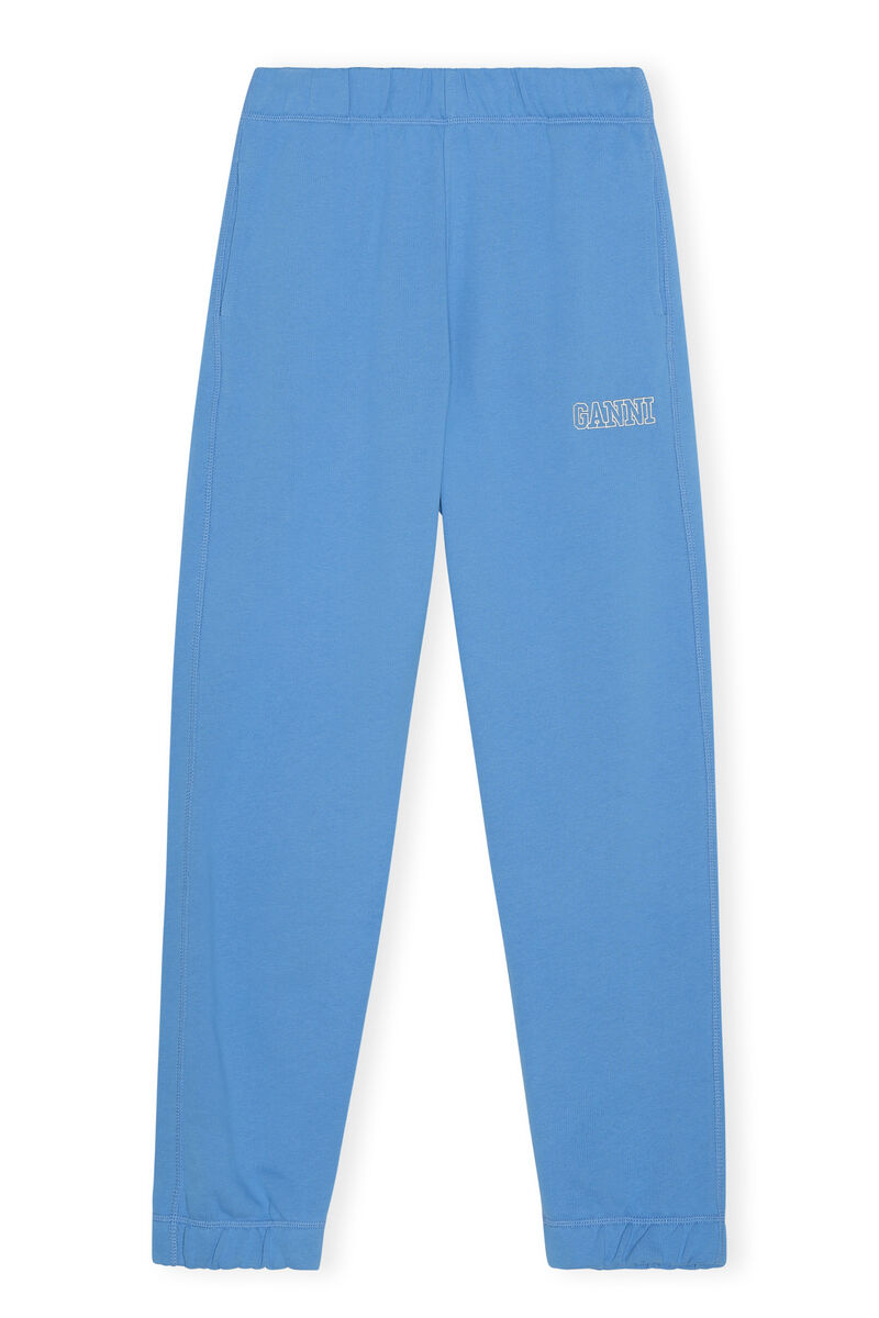 Avsmalnande sweatpants, Cotton, in colour Azure Blue - 1 - GANNI