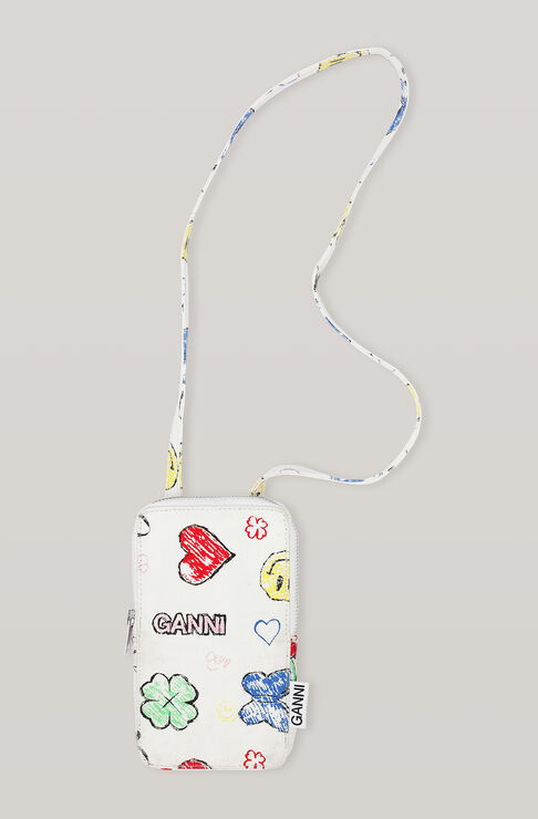 Ganni Cotton Canvas Phone Bag Multicolour One Size