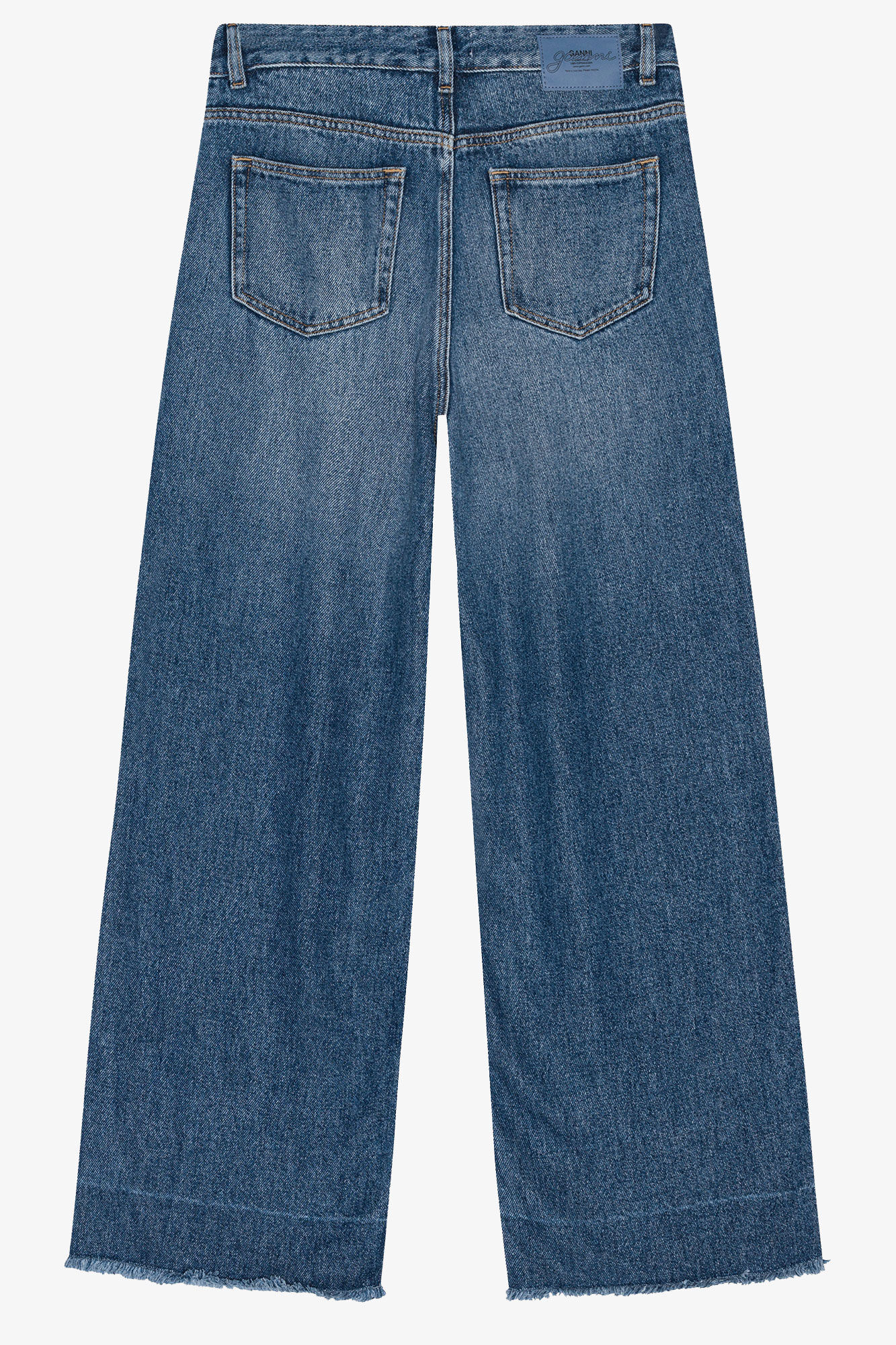 Blue Pleated Jeans, Tencel, in colour Mid Blue Vintage - 2 - GANNI