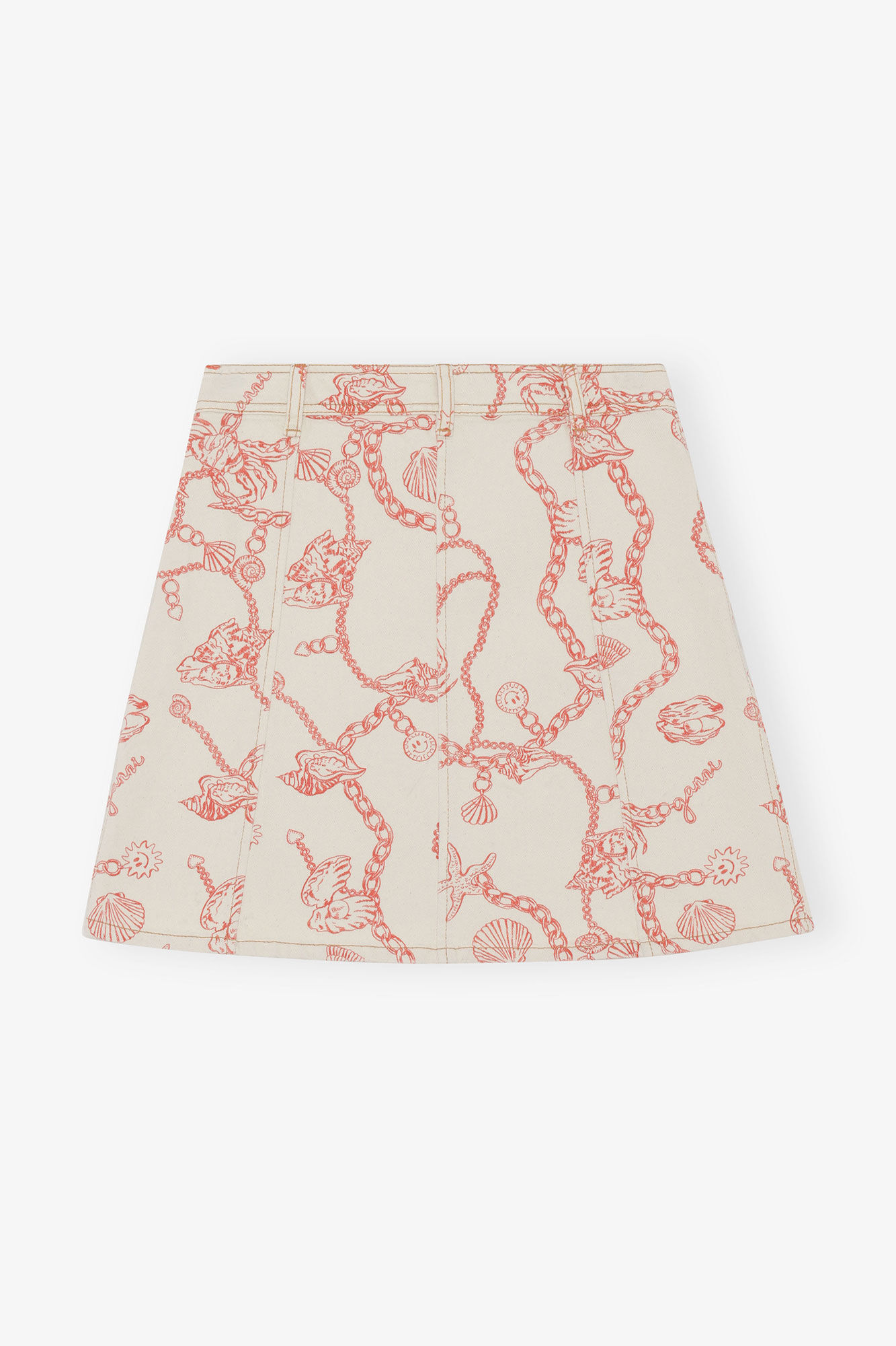 Miniskjørt i denim, Cotton, in colour Egret - 2 - GANNI