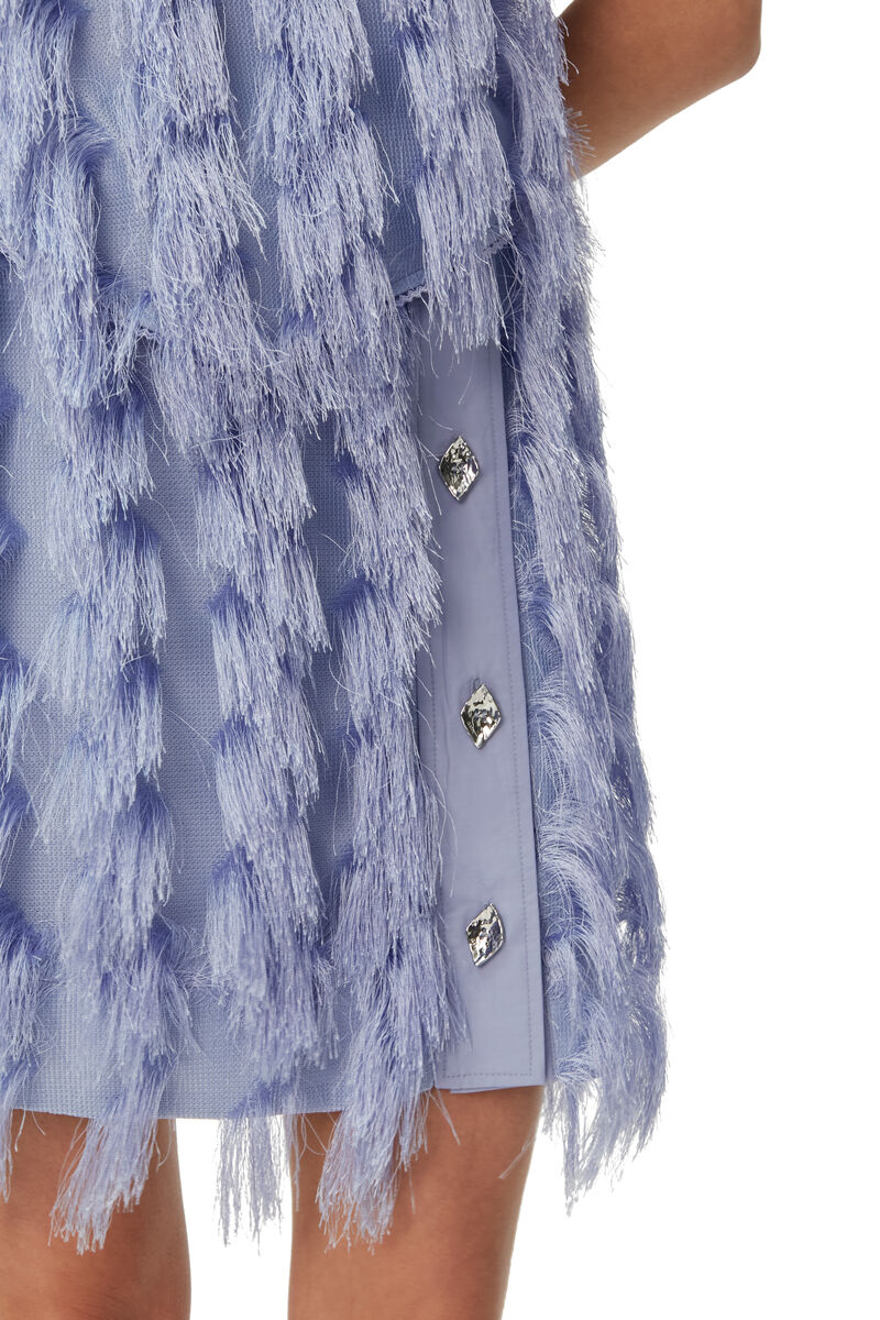 Fringe Mini Skirt, Polyester, in colour Persian Violet - 3 - GANNI