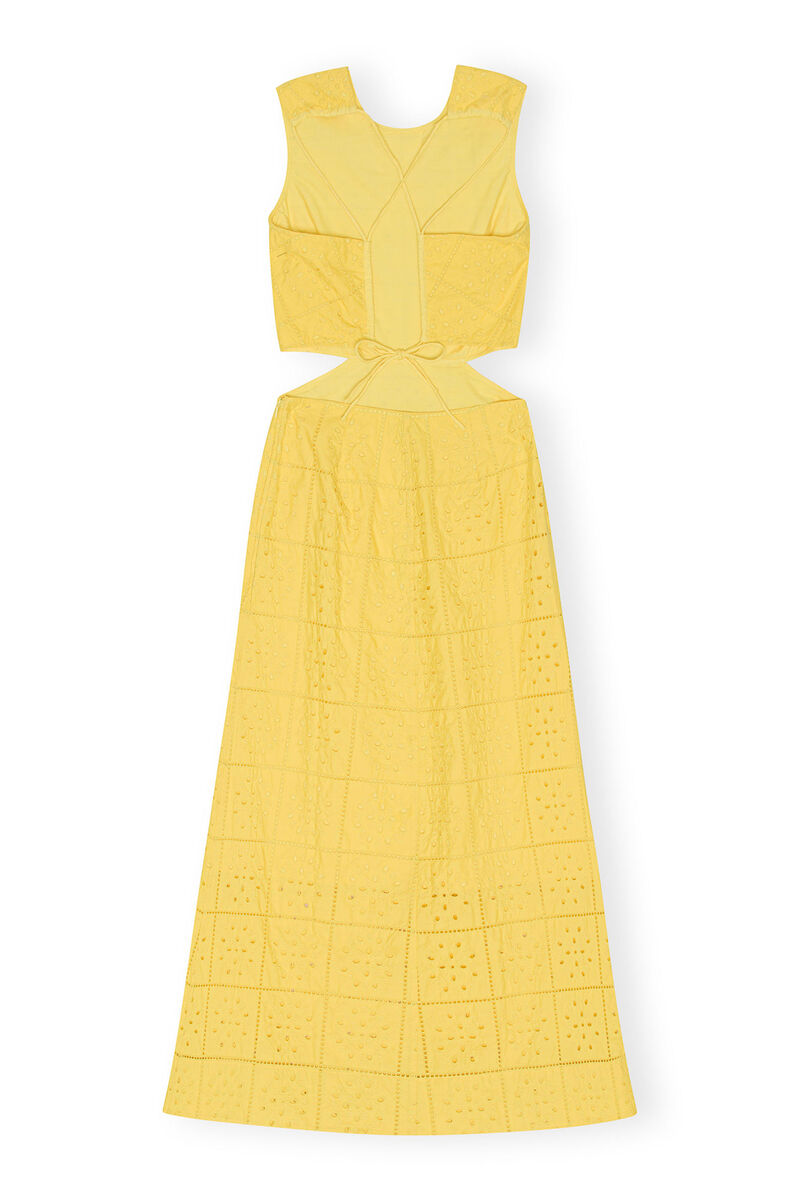 Broderie Anglaise Two Piece Dress, Cotton, in colour Maize - 2 - GANNI