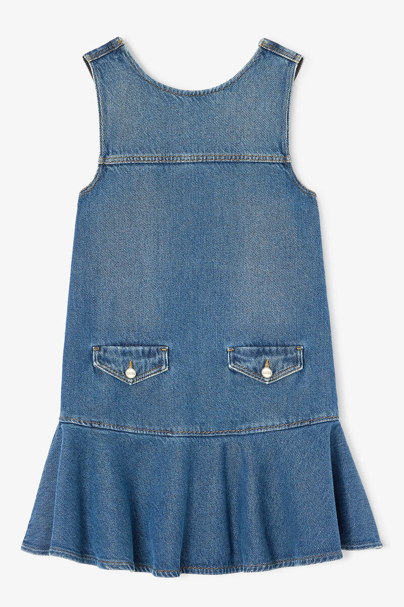 Light Denim Mini Dress, Organic Cotton, in colour Dark Blue Vintage - 1 - GANNI