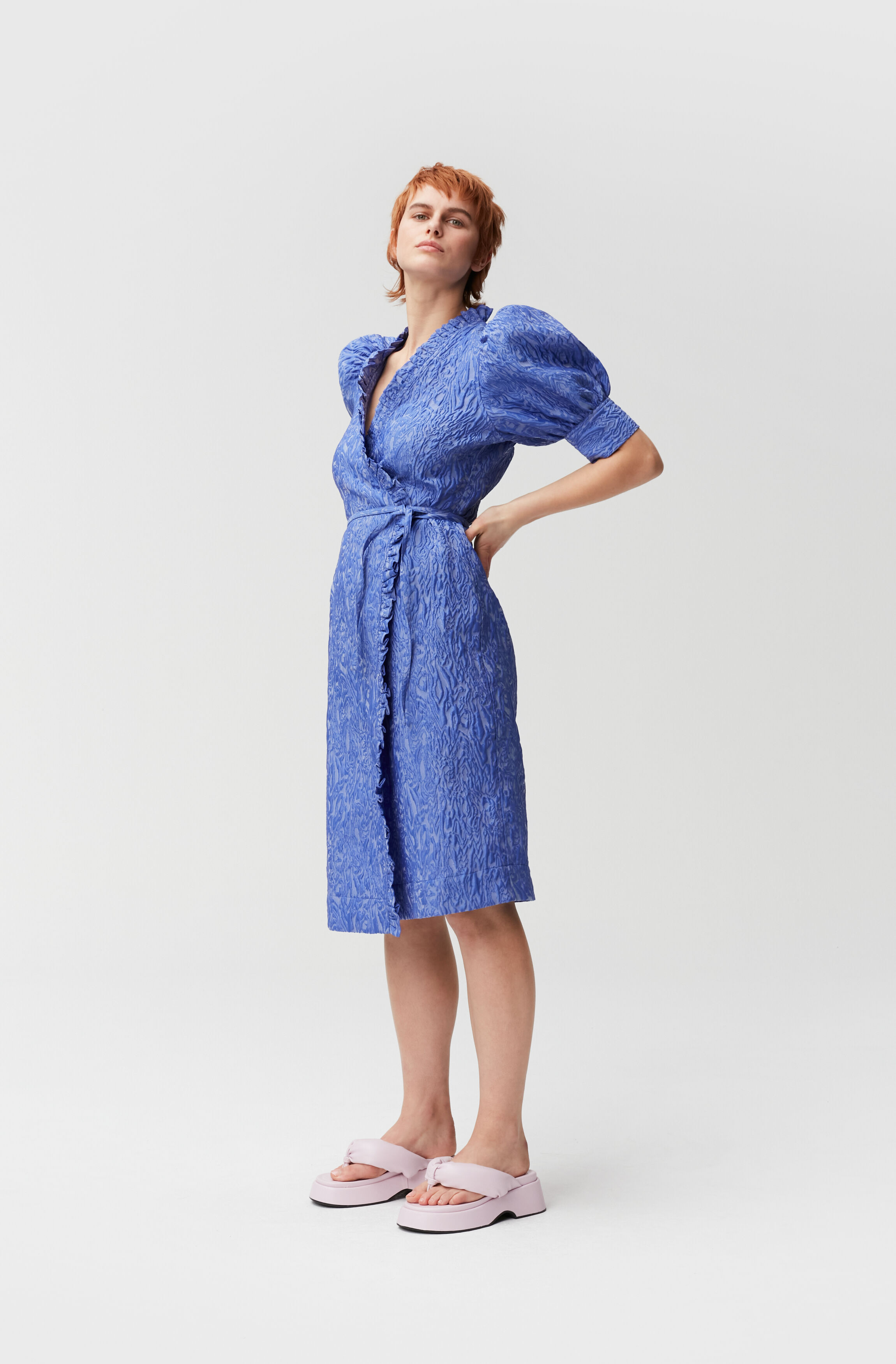 Blue Iris Wrap Midi Dress | GANNI NL