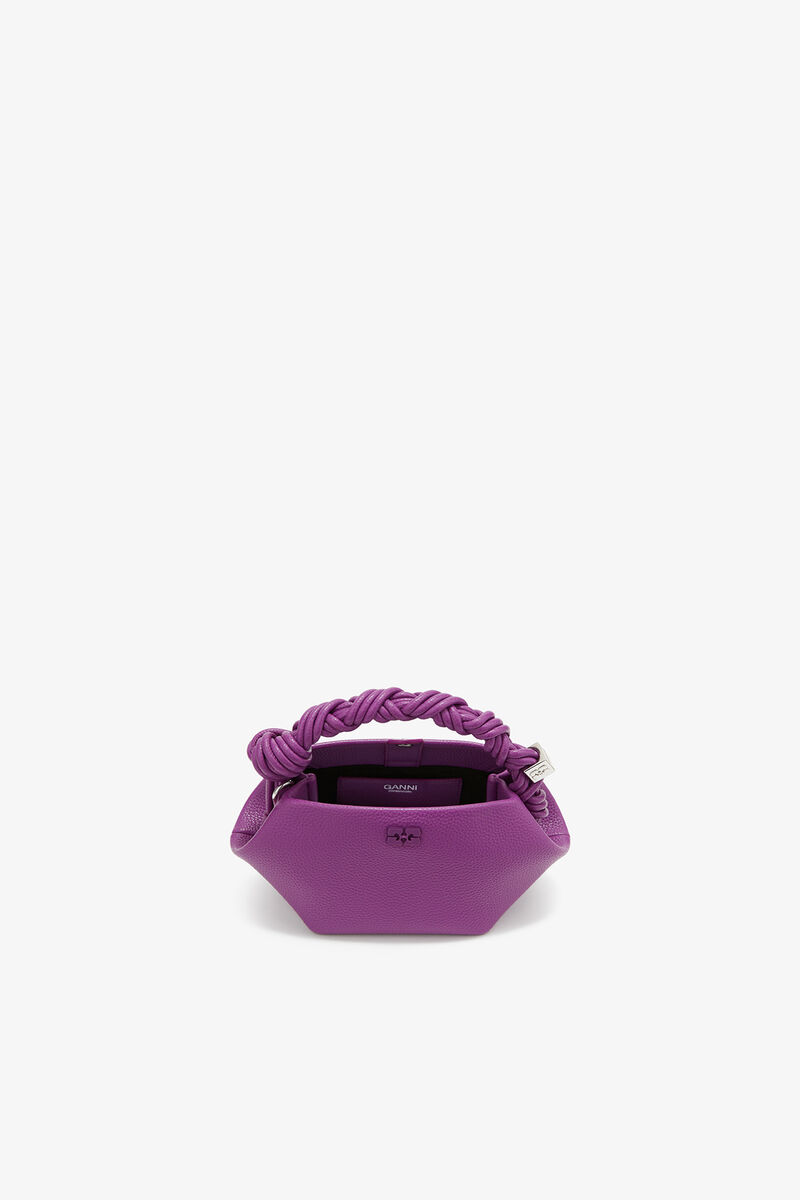 Mini Bou Bag in Grained Purple, Recycled Polyester, in colour Sparkling Grape - 3 - GANNI