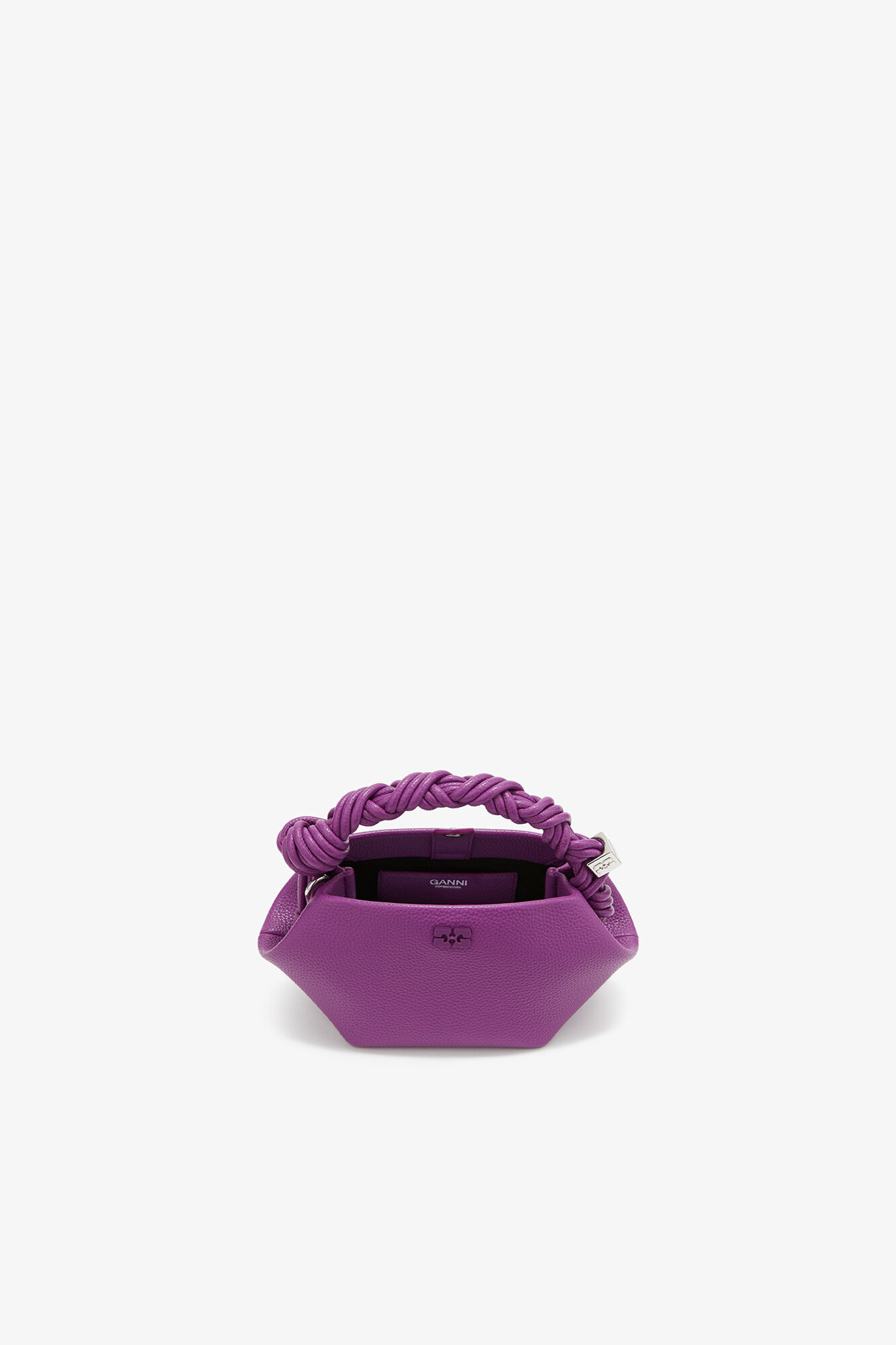 Mini Bou Bag in Grained Purple, Recycled Polyester, in colour Sparkling Grape - 3 - GANNI