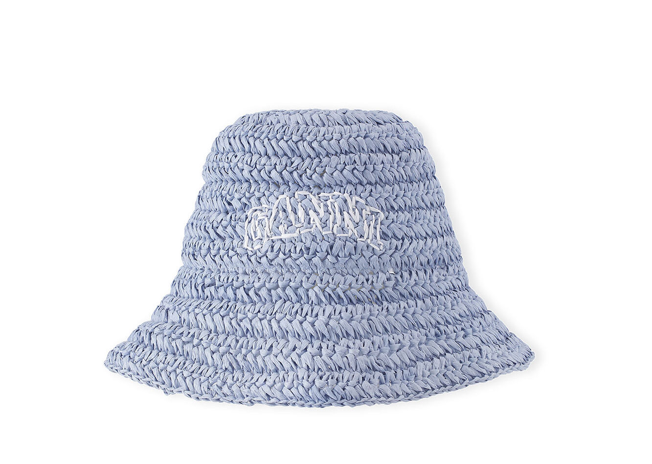 Blue Summer Straw Hat, Paper, in colour Baby Blue - 1 - GANNI