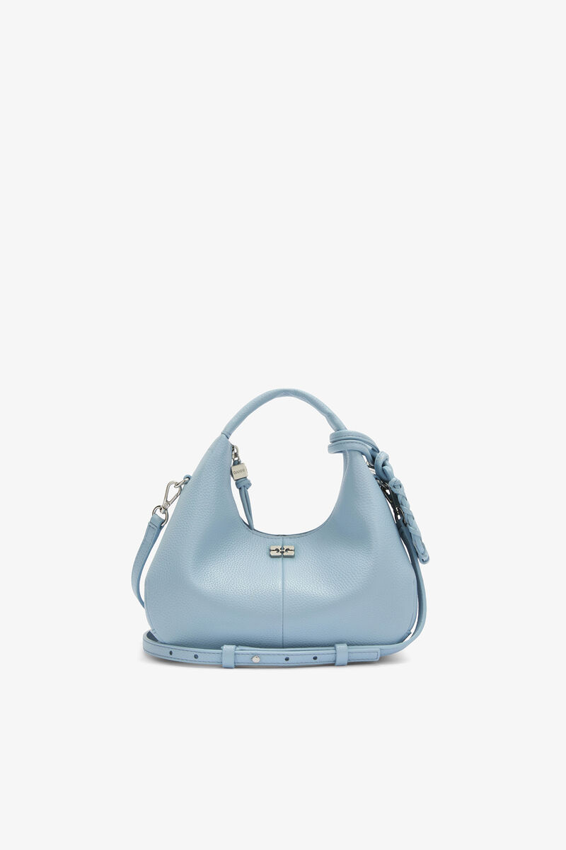 Mini sac bleu Hobo, Recycled Polyester, in colour Celestial Blue - 1 - GANNI