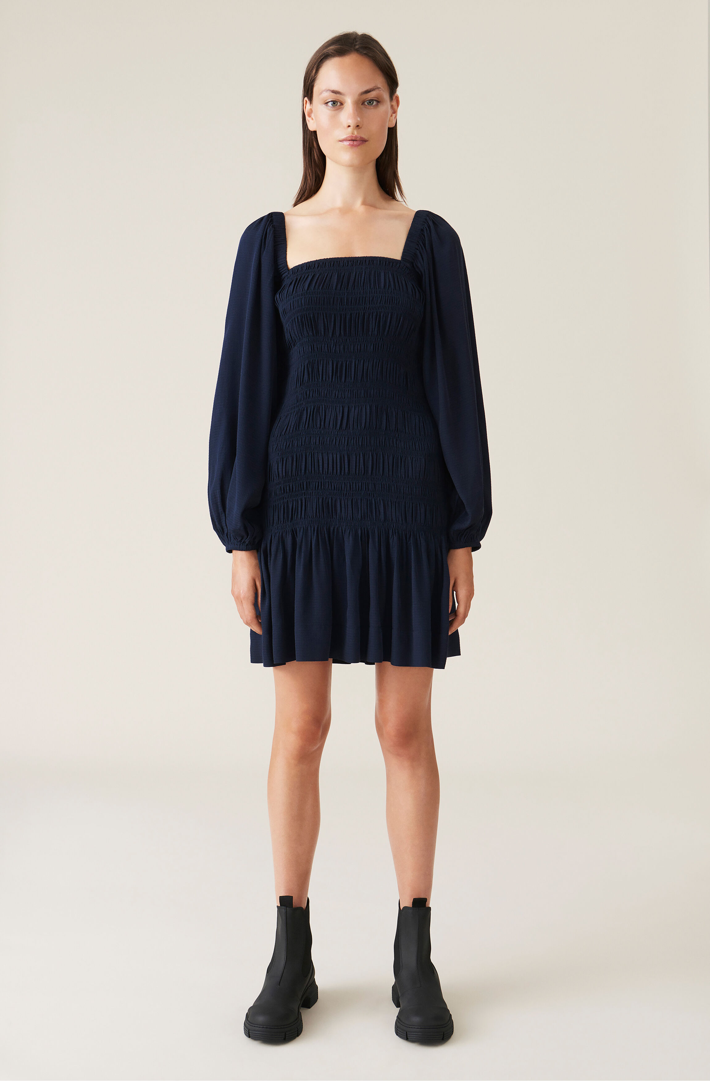 ganni long sleeve dress