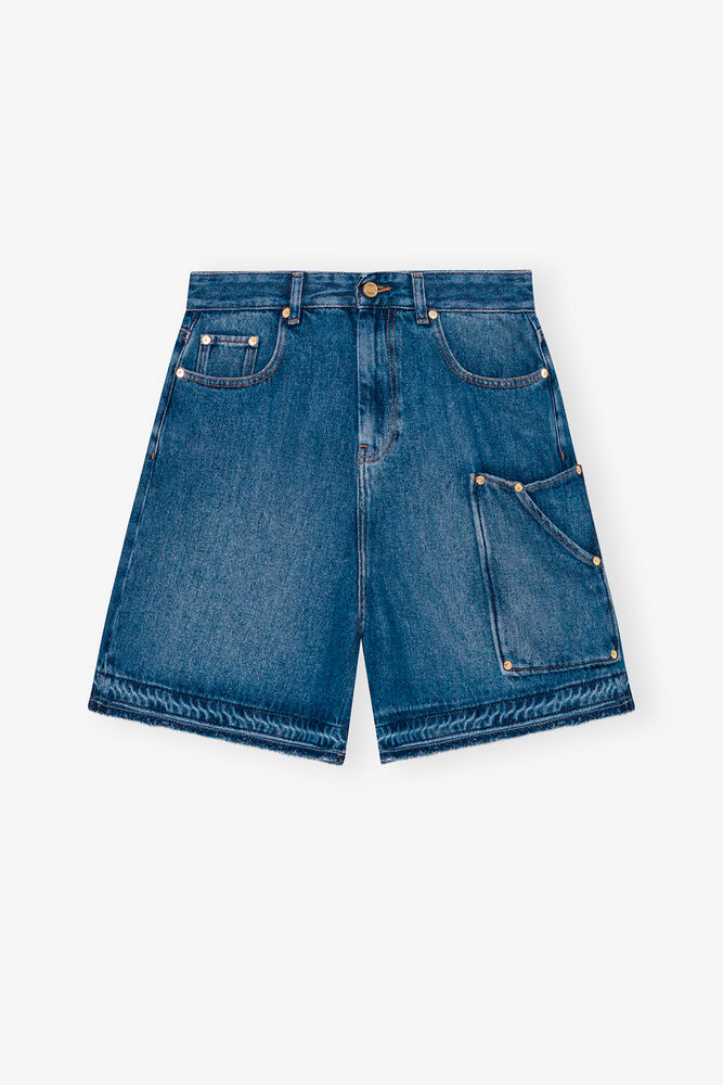 Blue Denim Shorts, Mid Blue Vintage