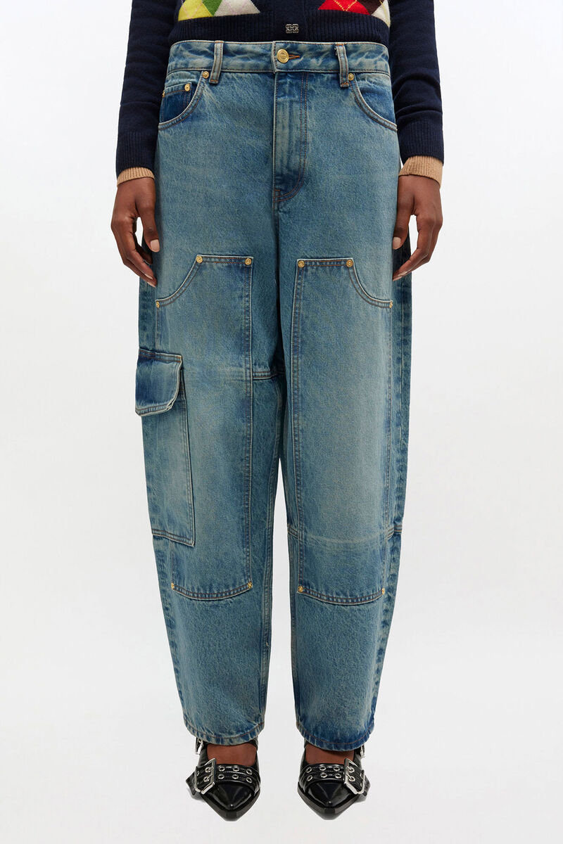 Fargede, stive Audri-jeans, Organic Cotton, in colour Mid Blue Vintage - 1 - GANNI