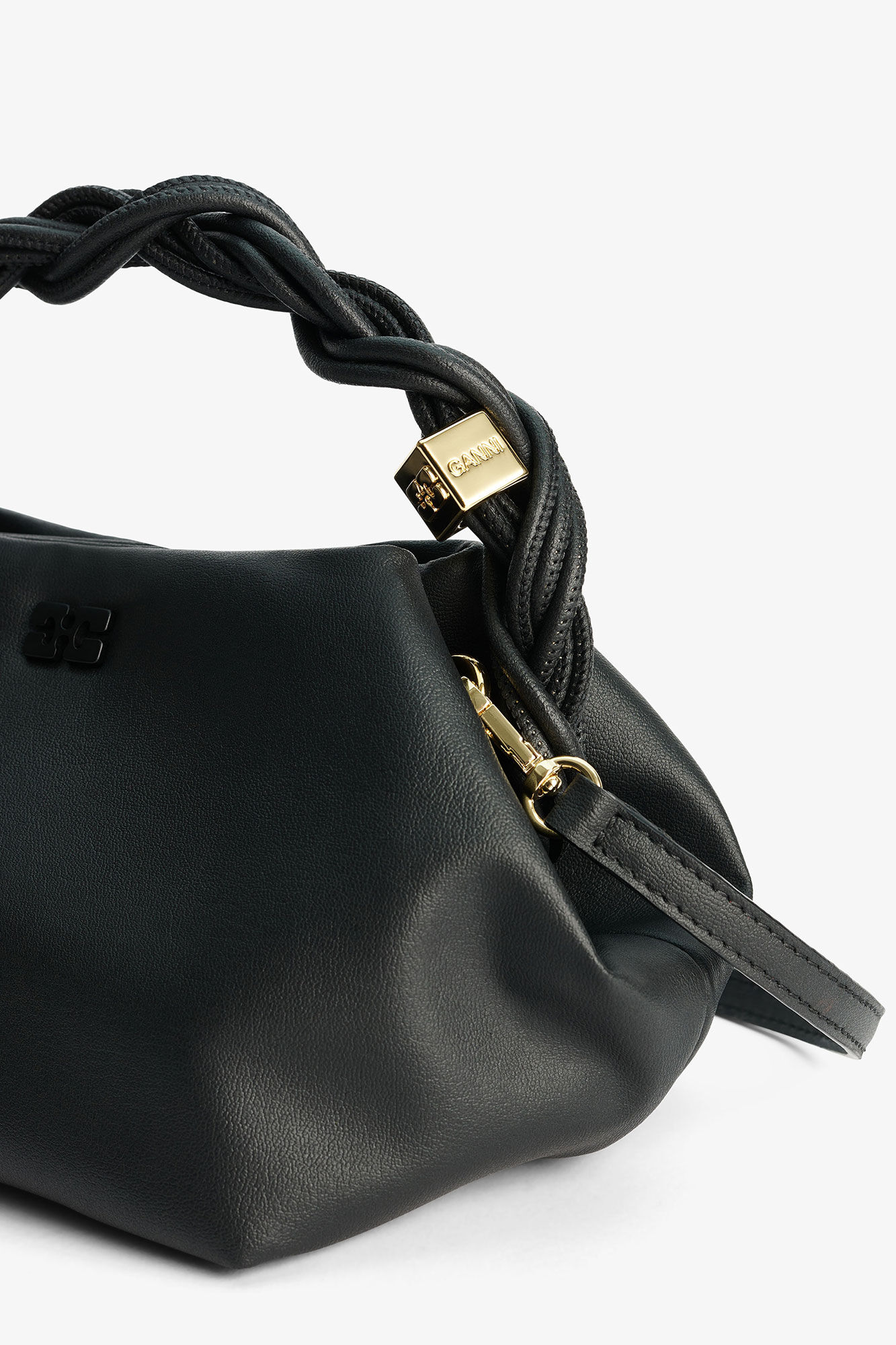 Black Ohoskin Small GANNI Bou Bag, Recycled Polyester, in colour Black - 4 - GANNI