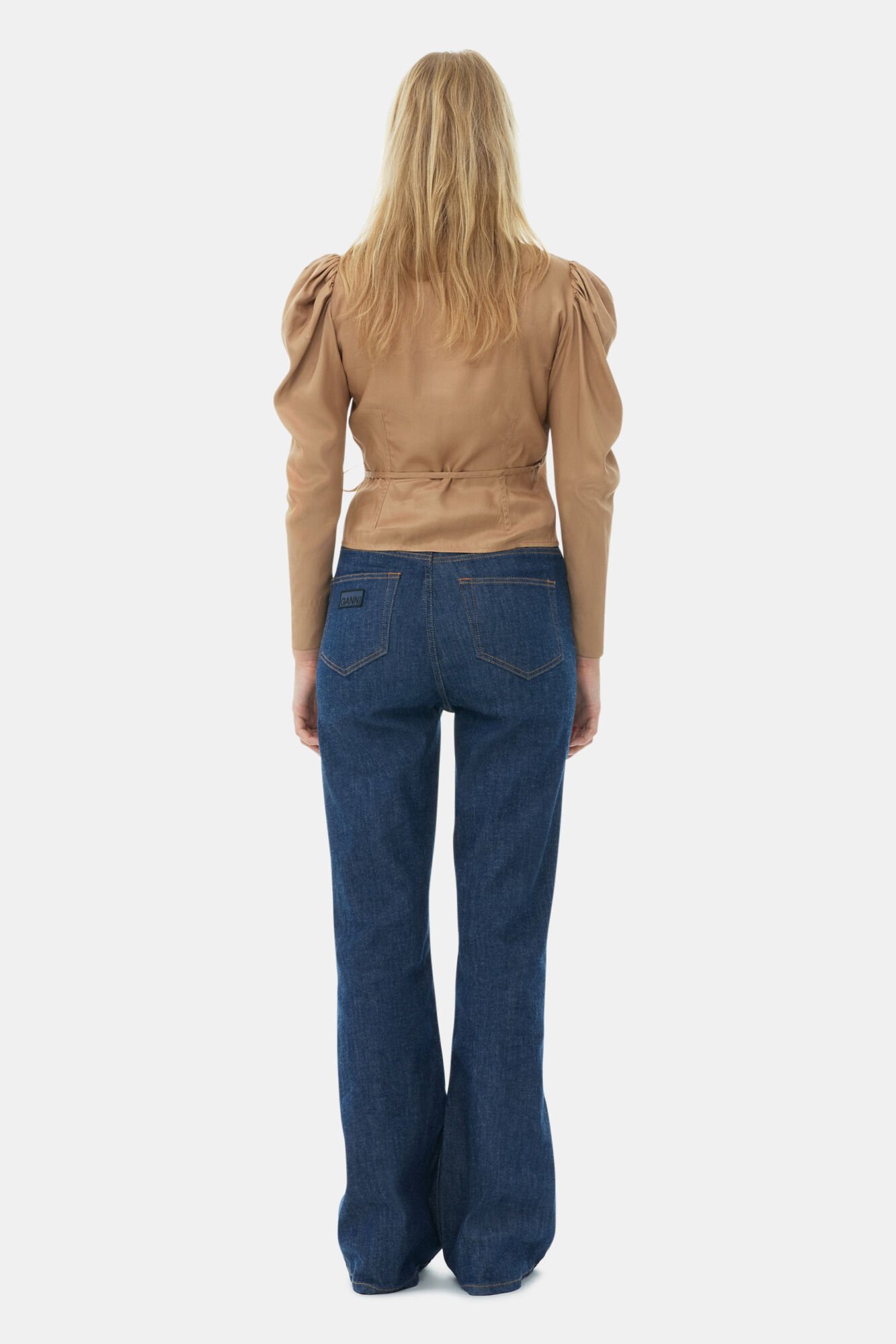 Brown Twill Wrap Blouse, Ecovero Viscose, in colour Tiger's Eye - 4 - GANNI