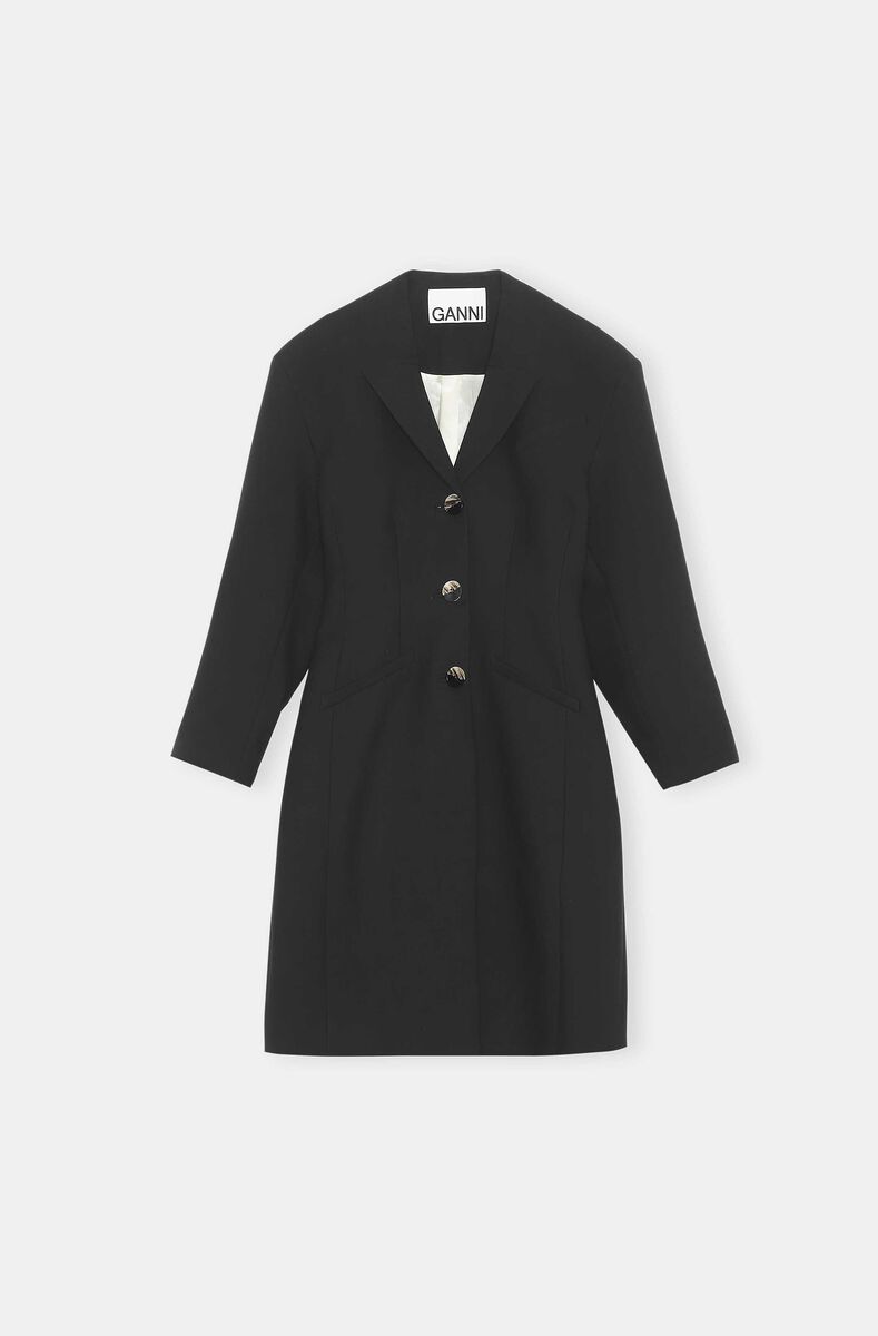 Lange, taillierte Jacke, Cotton, in colour Black - 1 - GANNI