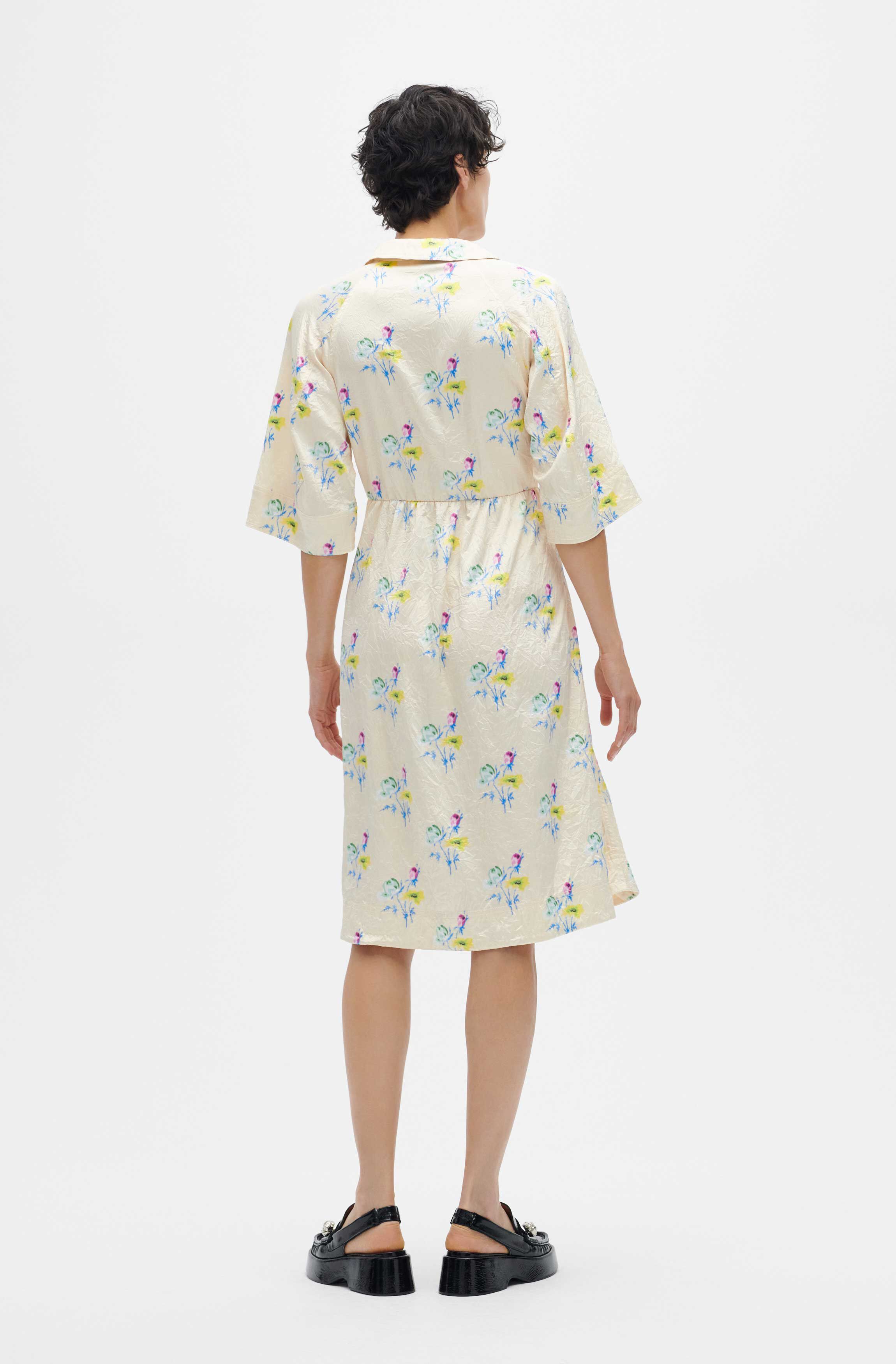 Floral Rutabaga Satin Wrap Midi Dress 