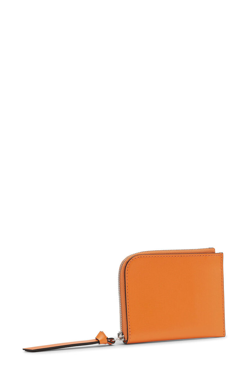 Banner Card Holder, Leather, in colour Vibrant Orange - 2 - GANNI