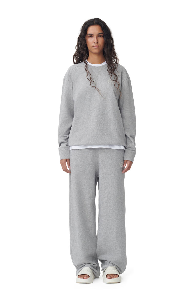 Graues Isoli-Drop-Shoulder-Sweatshirt, Cotton, in colour Paloma Melange - 2 - GANNI