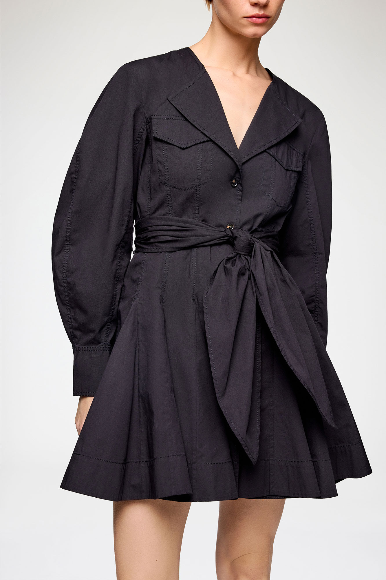 Hemdkleid aus Stretch-Baumwolle, Organic Cotton, in colour Black - 1 - GANNI