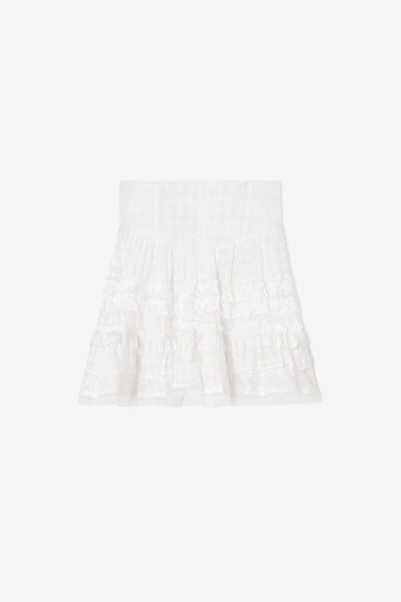 ホワイトブロデリーアングレーズ スカート, Organic Cotton, in colour Bright White - 1 - GANNI