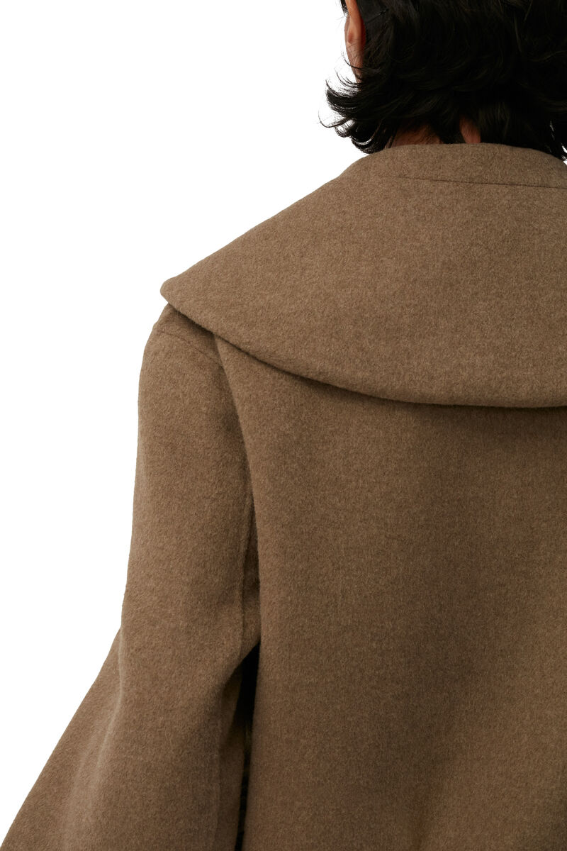 Wool Jacket , Polyamide, in colour Petrified Oak - 4 - GANNI