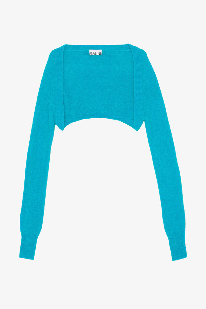 Blue Brushed Alpaca Bolero, Blue Curacao