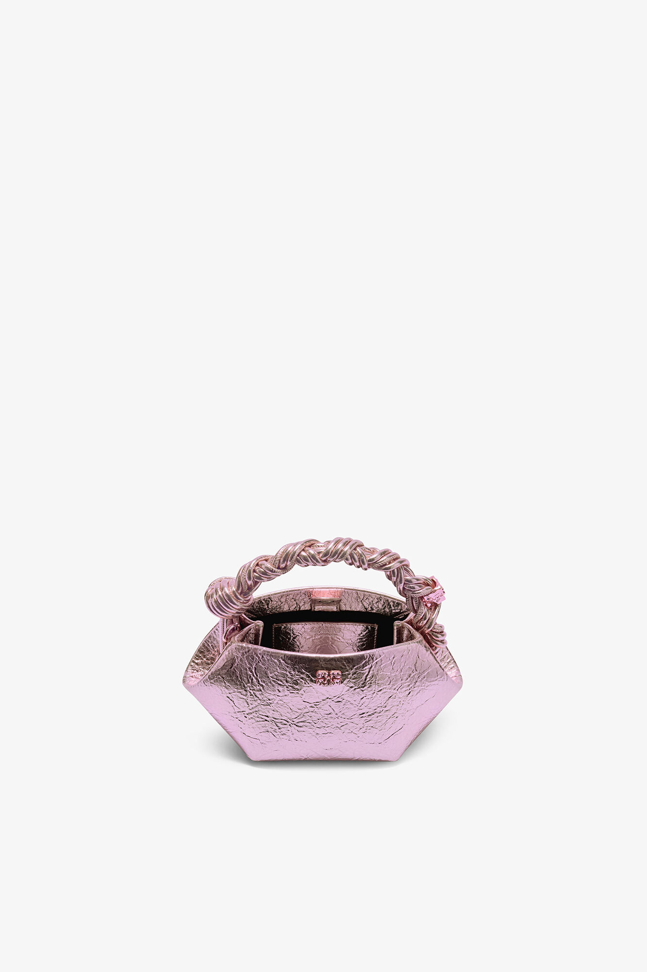 Metallic Mini Bou Bag, Polyurethane, in colour Silver Pink - 3 - GANNI