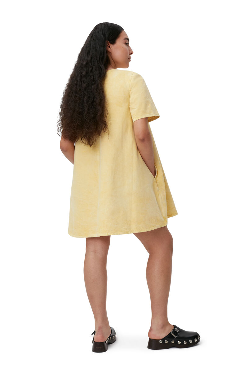 Natural Yellow A-line Mini Dress | GANNI US