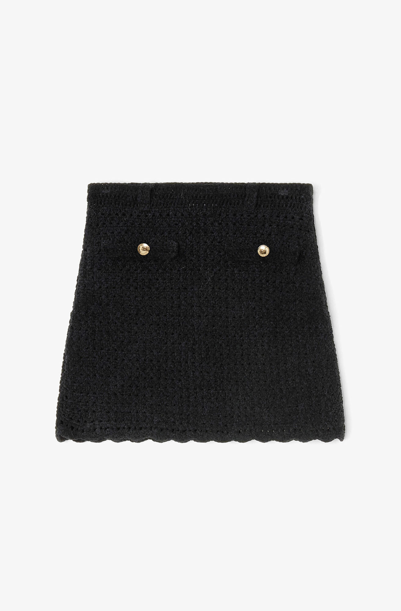 Black Crochet Mini Skirt, Organic Cotton, in colour Jet Black - 1 - GANNI