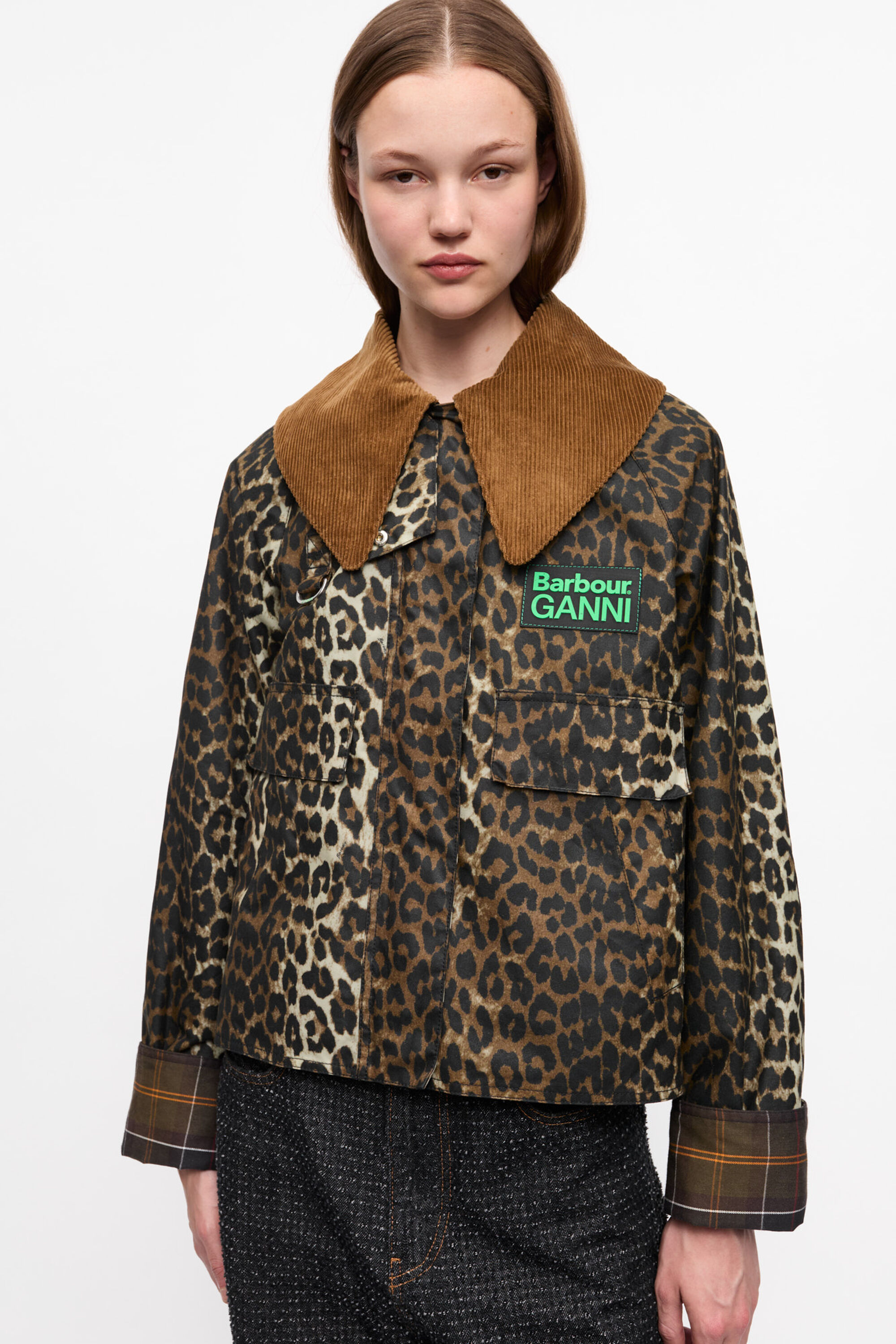 Leopard GANNI x Barbour Leopard Print Waxed Anorak | GANNI US