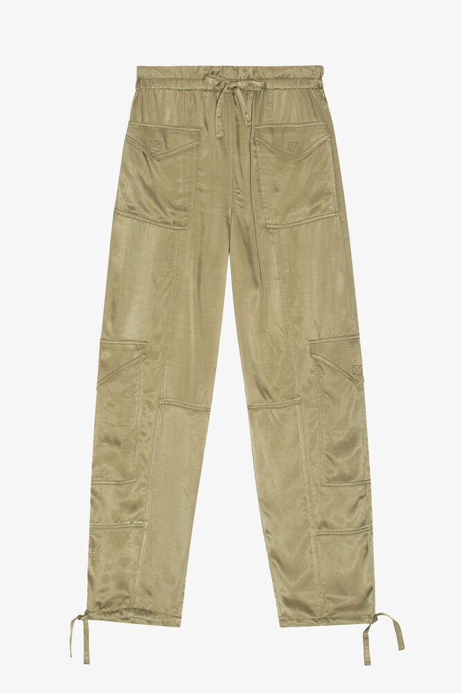 Pantalon en satin d&eacute;lav&eacute;, Aloe