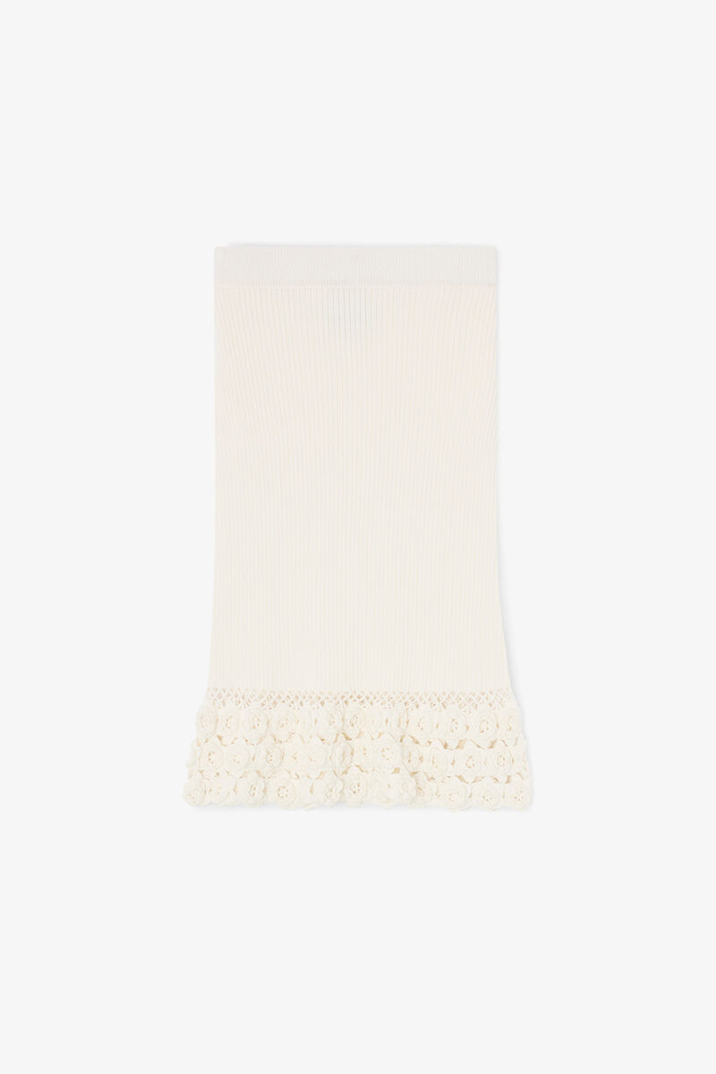 Skirt in Cotton Crochet, Organic Cotton, in colour Egret - 1 - GANNI