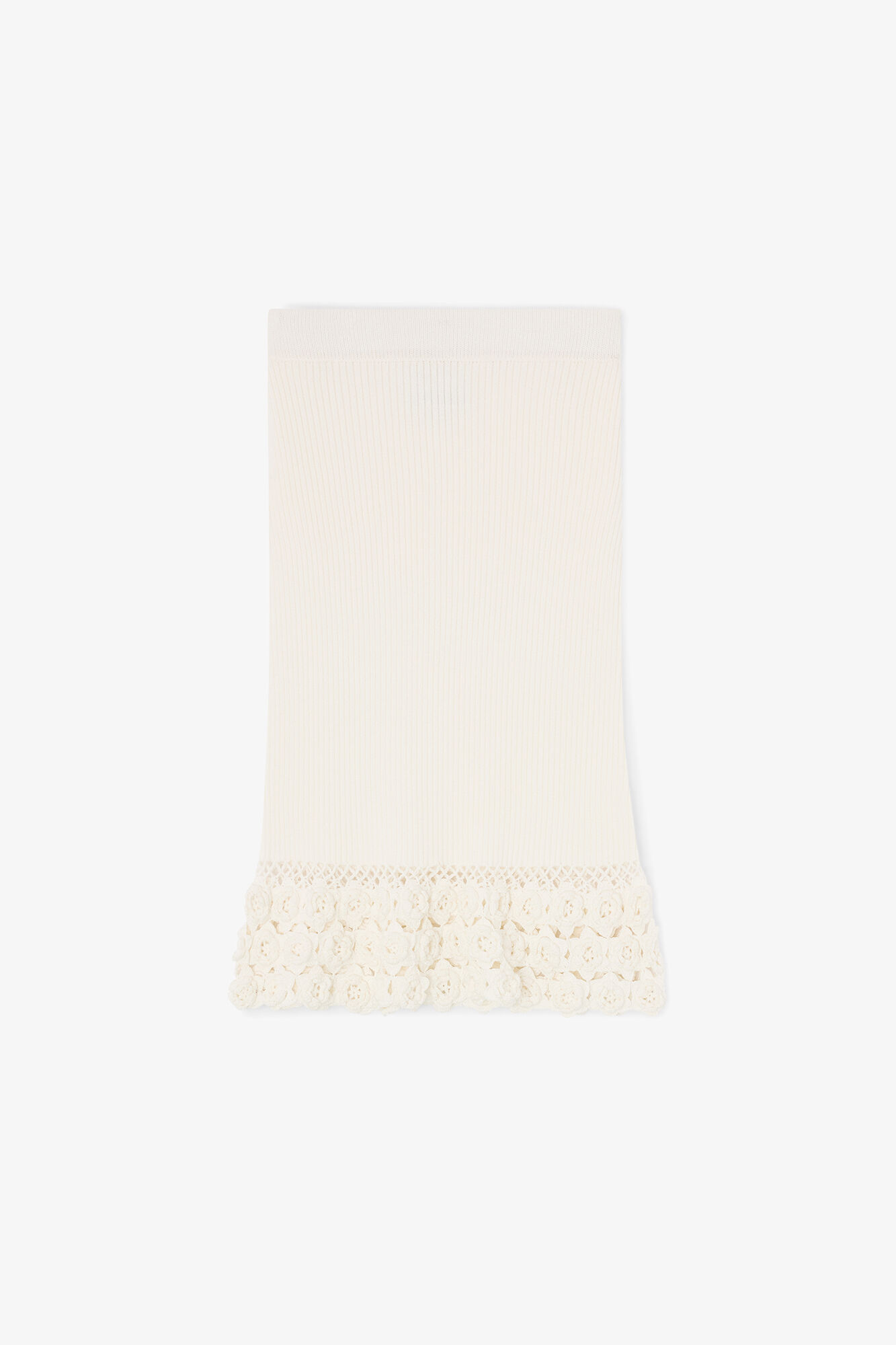 Skirt in Cotton Crochet, Organic Cotton, in colour Egret - 1 - GANNI