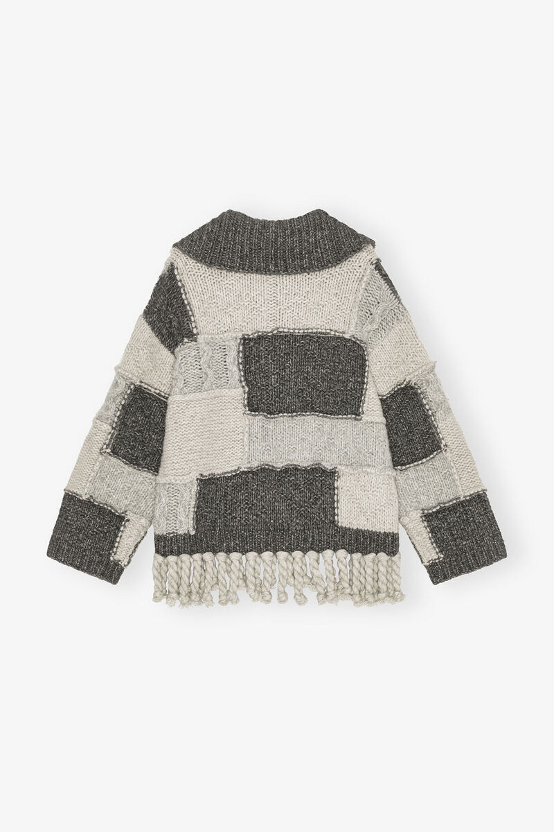 Patchwork Fringe Sweater, Cotton, in colour Multicolour - 2 - GANNI