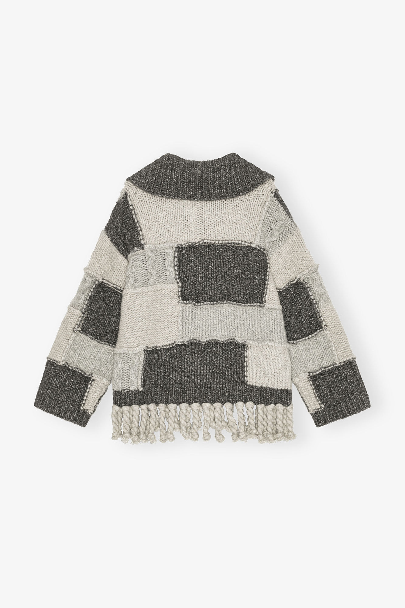 Patchwork Fringe Sweater, Cotton, in colour Multicolour - 2 - GANNI