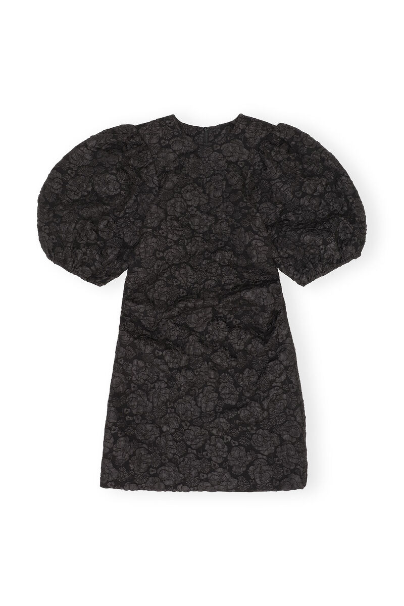 Stretch Jacquard Puff Sleeves Minikjole, Polyester, in colour Black - 1 - GANNI