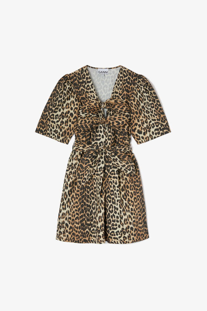 Leopard Cotton Mini Dress, Leopard