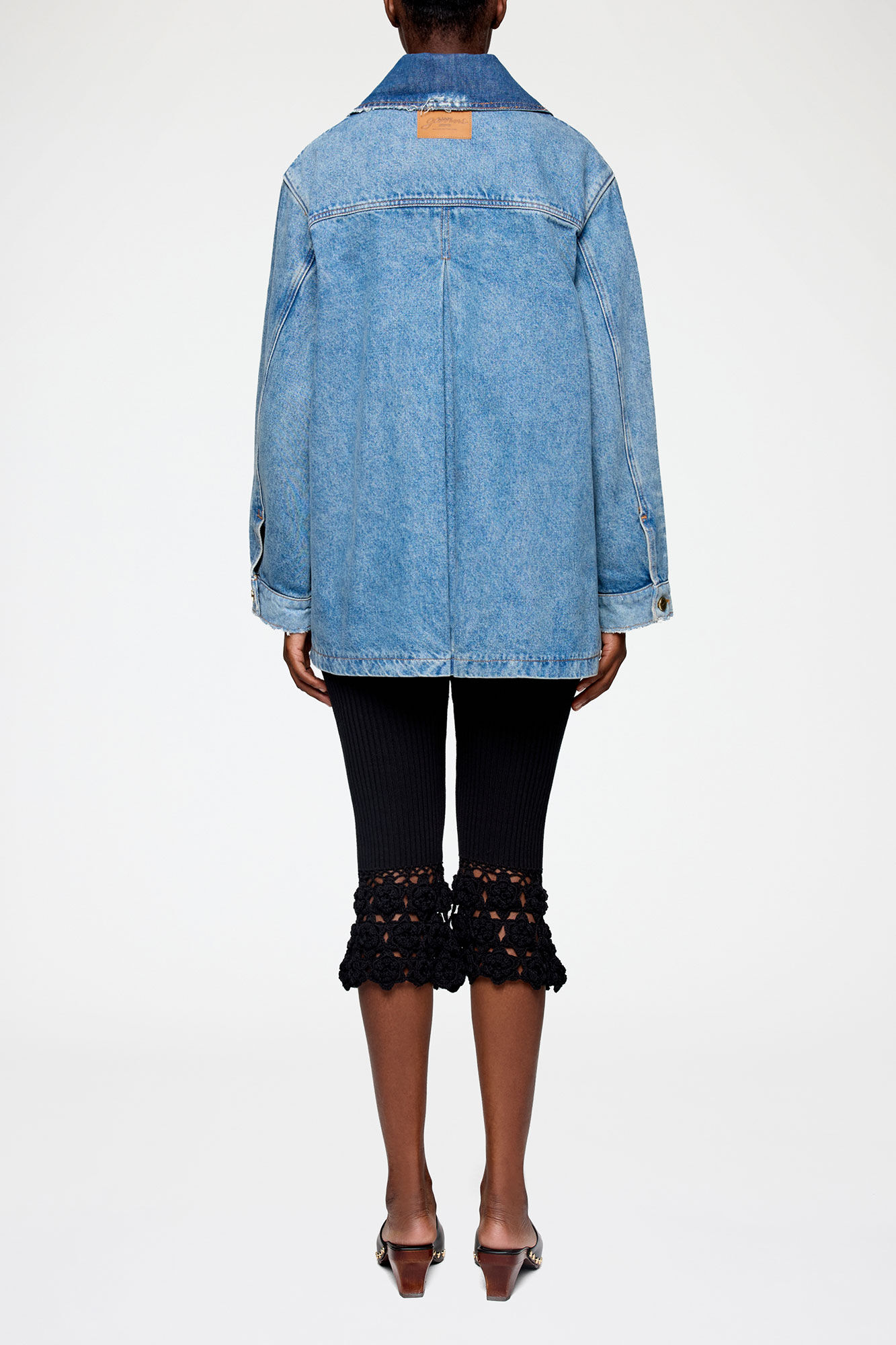 Jacket in Patchwork Denim, Organic Cotton, in colour Mid Blue Vintage - 2 - GANNI