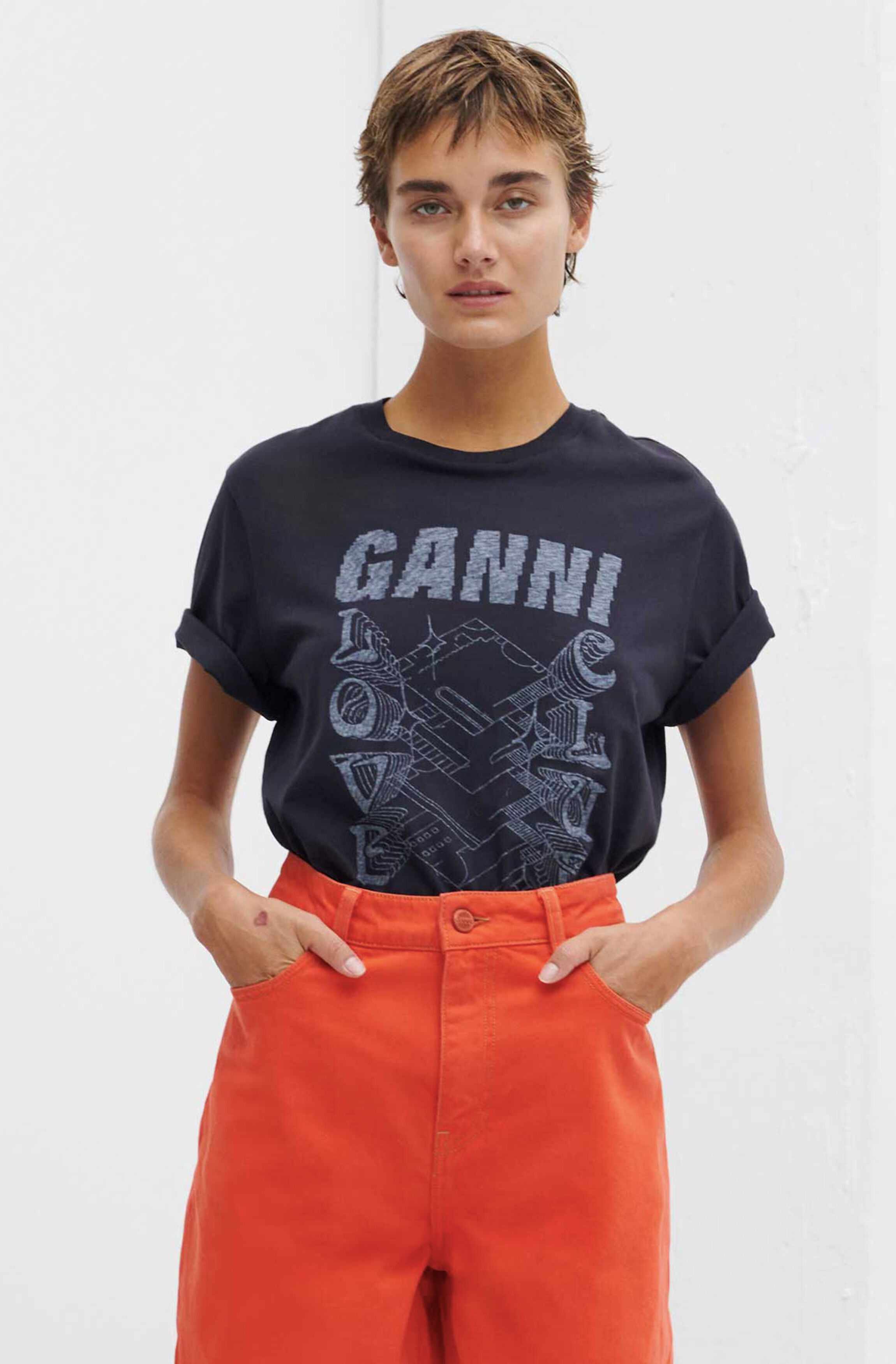 ganni logo tee