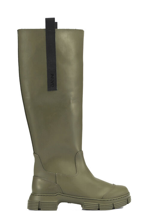 Ganni Khaki Recycled Rubber Country Boots In Kalamata