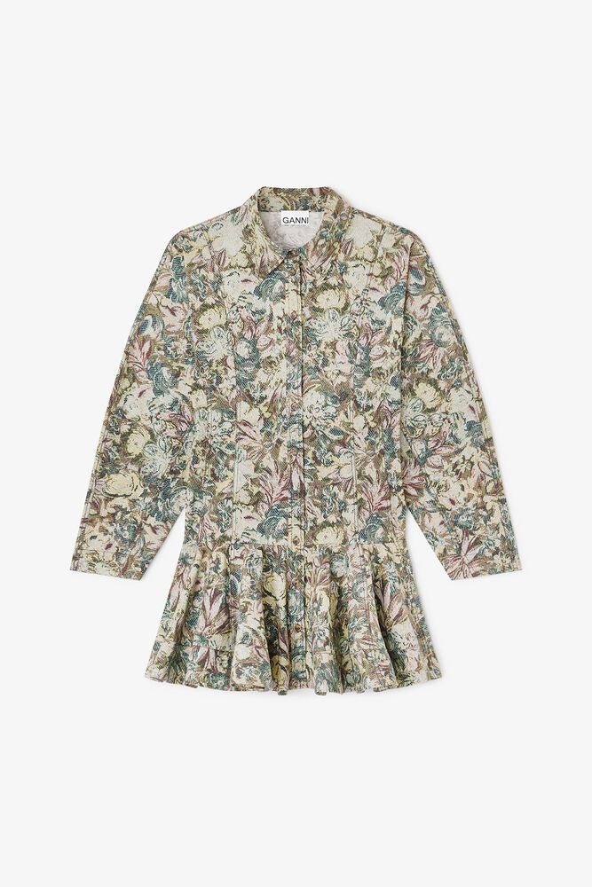 Tapestry Floral Shirt Dress, Jadeite