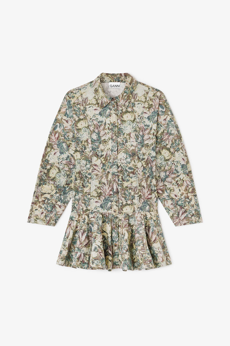 Tapestry Floral Shirt Dress, Organic Cotton, in colour Jadeite - 1 - GANNI