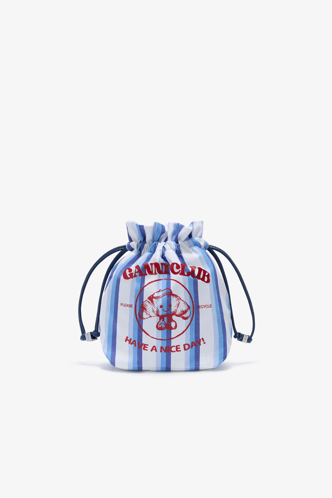 Striped Paris GANNI Club Pouch, Silver Lake Blue