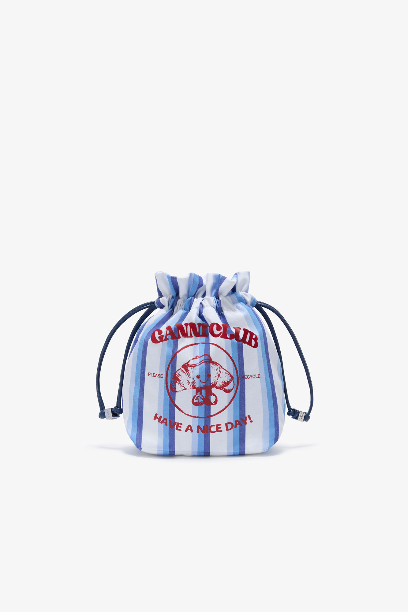 Striped Paris GANNI Club Pouch, in colour Silver Lake Blue - 1 - GANNI