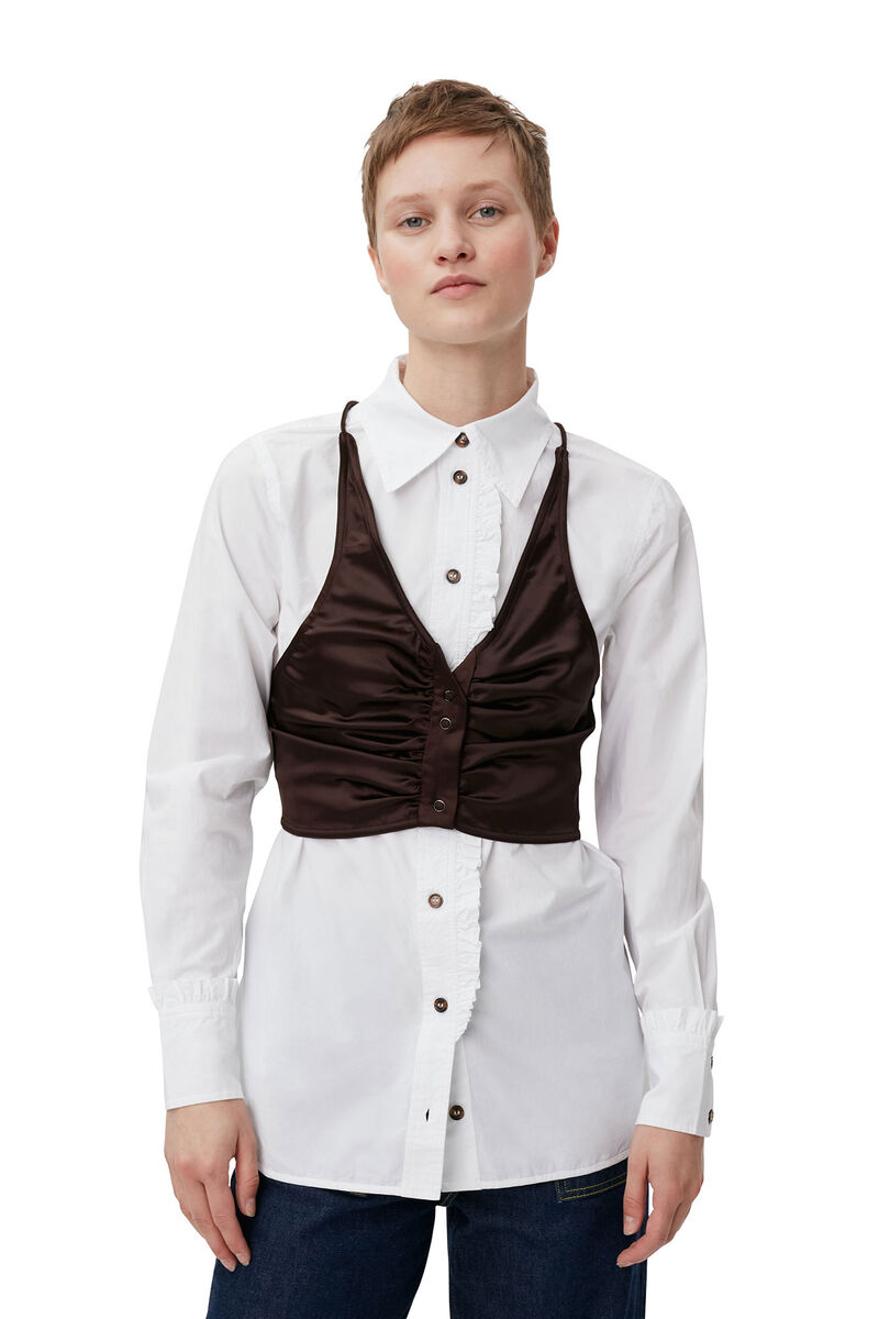 Lace Mix Top, in colour Mole - 3 - GANNI
