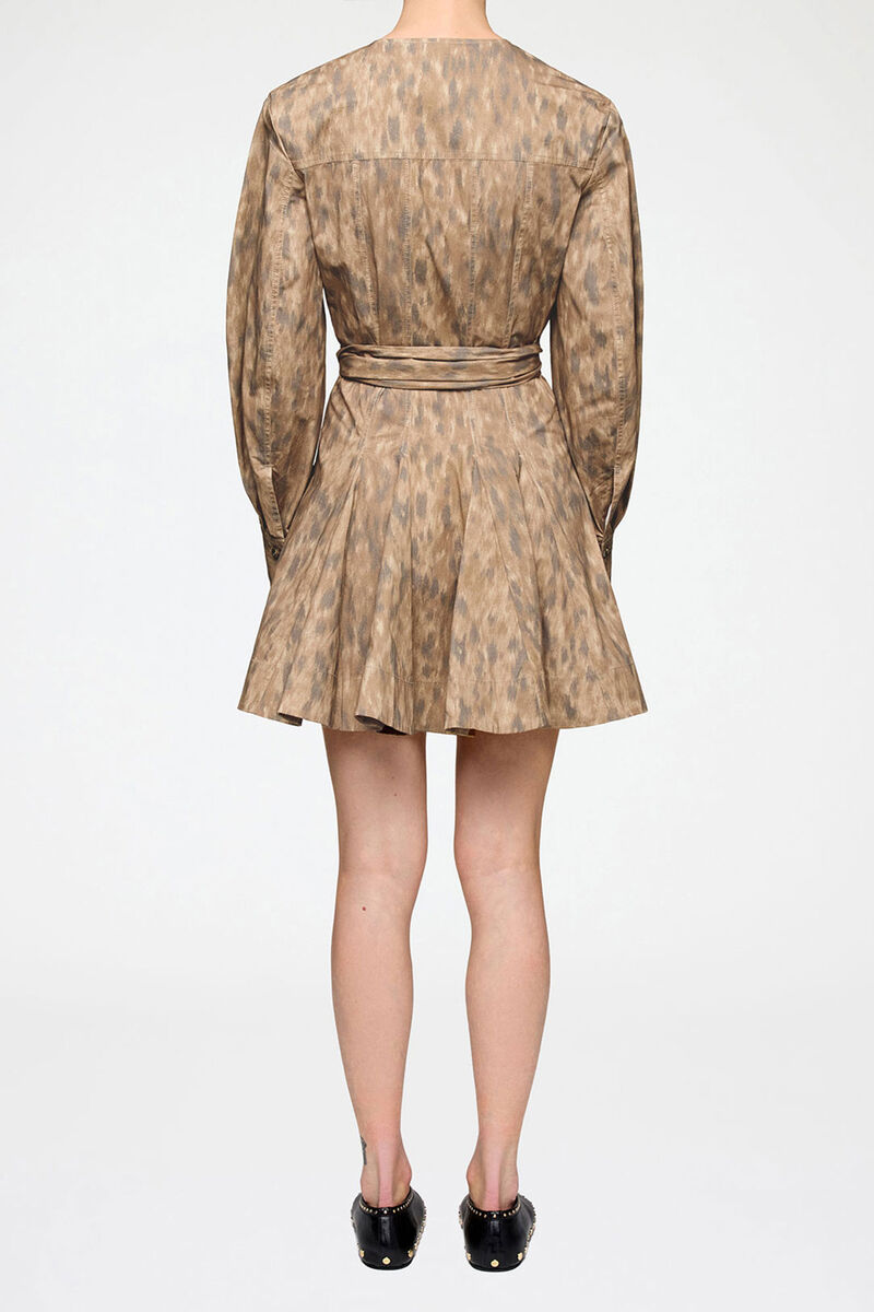 Shirt Dress in Stretch Cotton, Organic Cotton, in colour Burro - 2 - GANNI