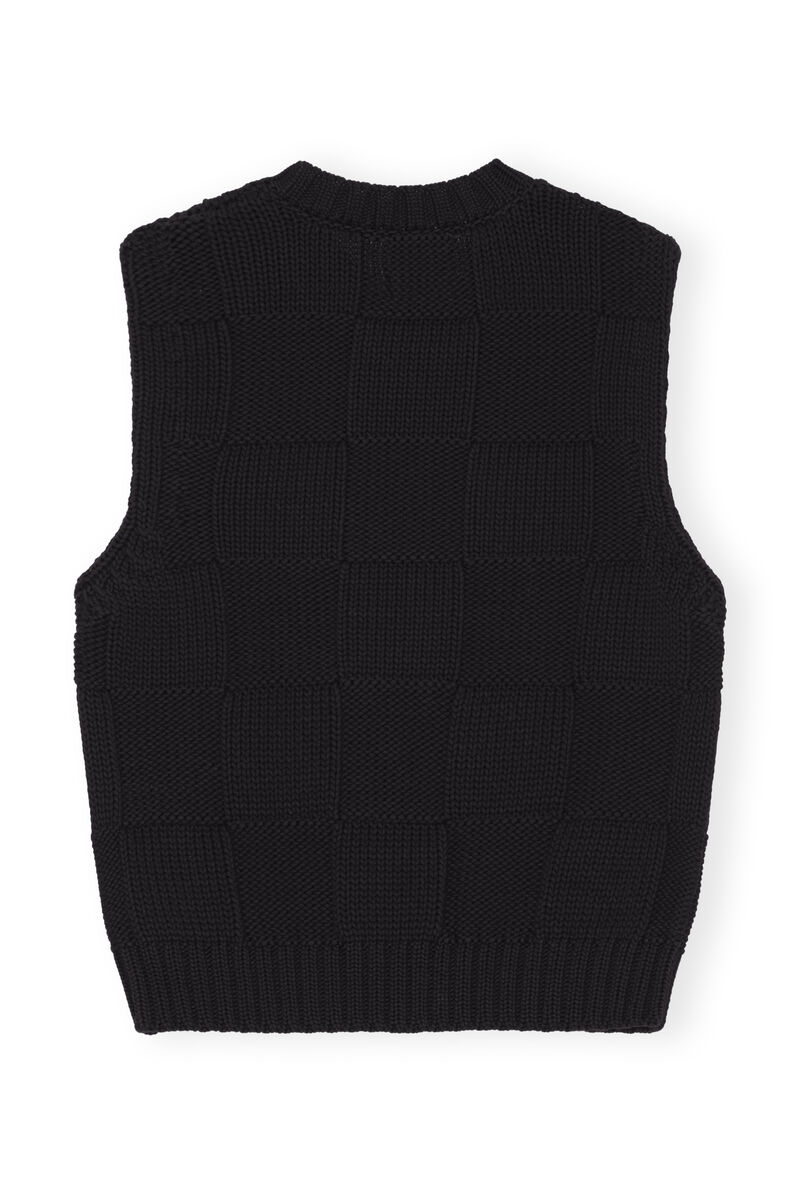 Cotton Logo Vest, Cotton, in colour Black - 2 - GANNI