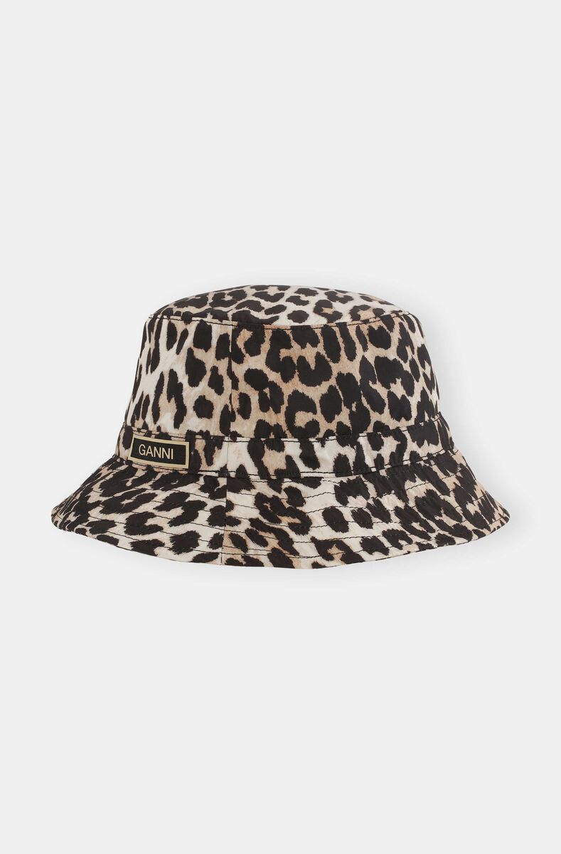 Bucket Hat, Polyester, in colour Leopard - 1 - GANNI