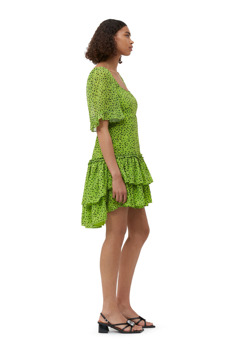 Robe courte en mousseline, Recycled Polyester, in colour Tender Shoots - 3 - GANNI