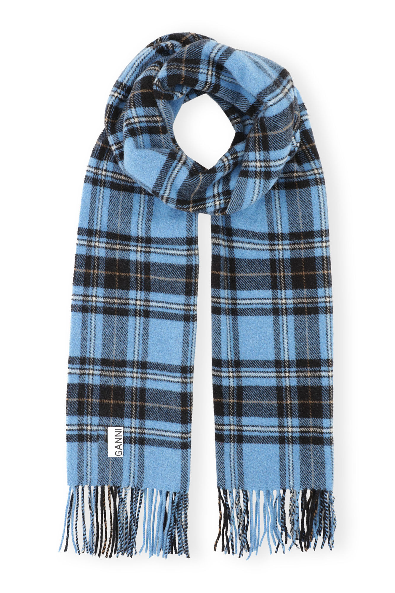 Checkered Wool Fringed Scarf